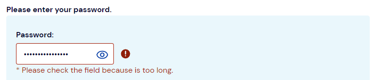 An image showing a snippet of the login box from TSB, showing a maximum password length of 15 characters is allowed.